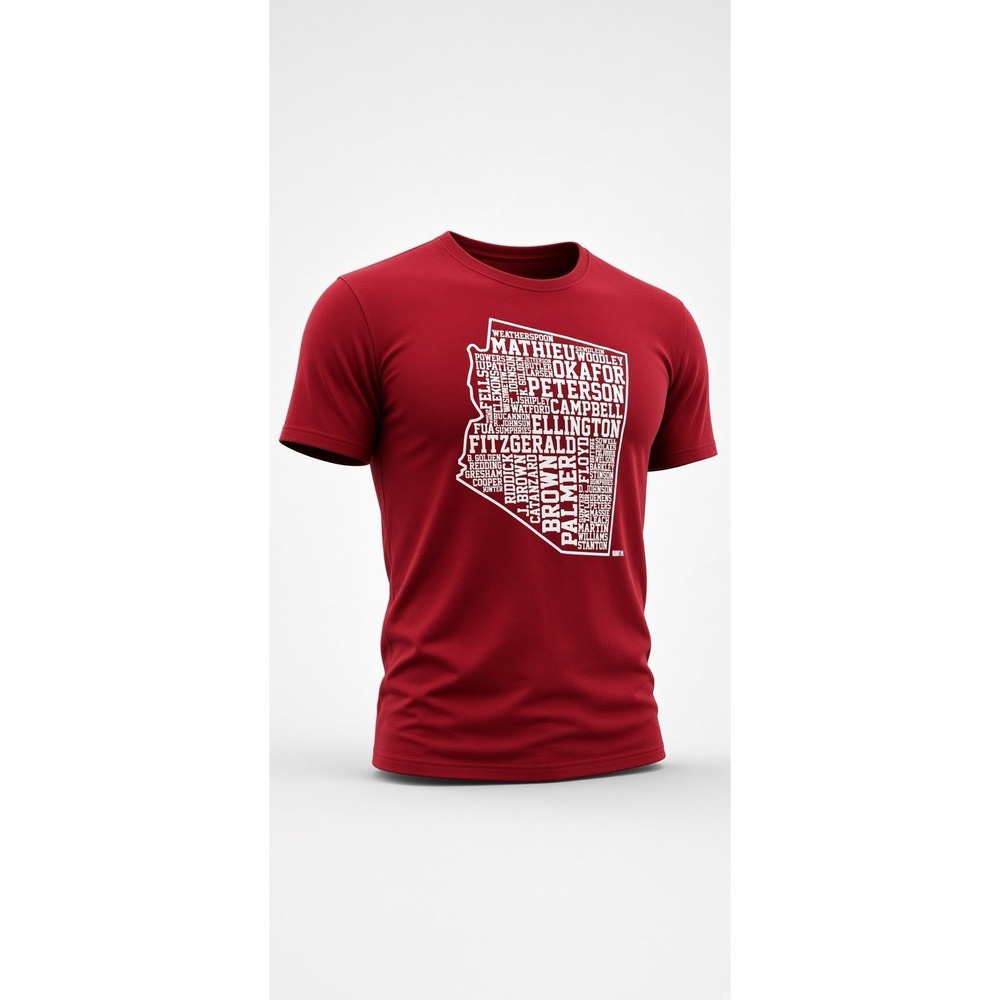 Arizona Cardinals Players Names Arizona State Outline Graphic T-Shirt – NFLPA